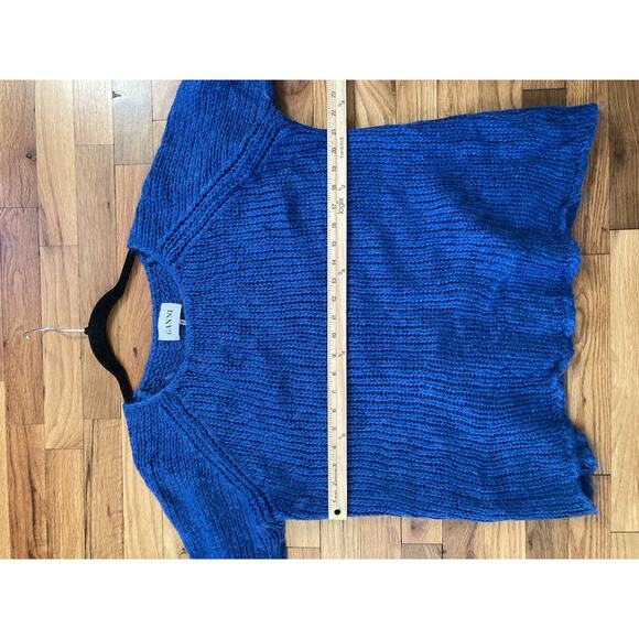 Ganni Mohair Blend Flare Sleeve Knit Sweater Classic Deep Blue Womens Medium - Picture 8 of 8